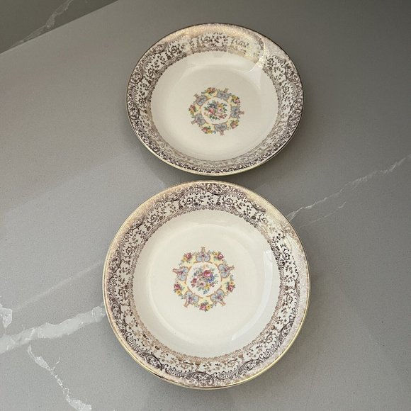 Vintage Parisian Center Coupe Bowl Set Of 2 Warranted 22 K Gold USA 8” Diameter - Picture 5 of 11